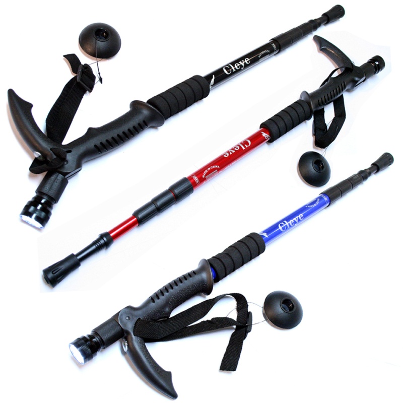 Defender 50" Mixed Colors Hiking Sticks With Flashlight Canes Compass & Antishock