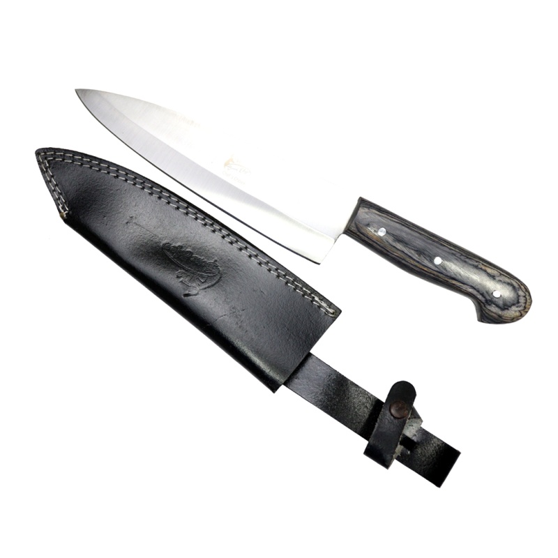 13.5" Black Wood Handle Stainless Steel Chef’s Knife
