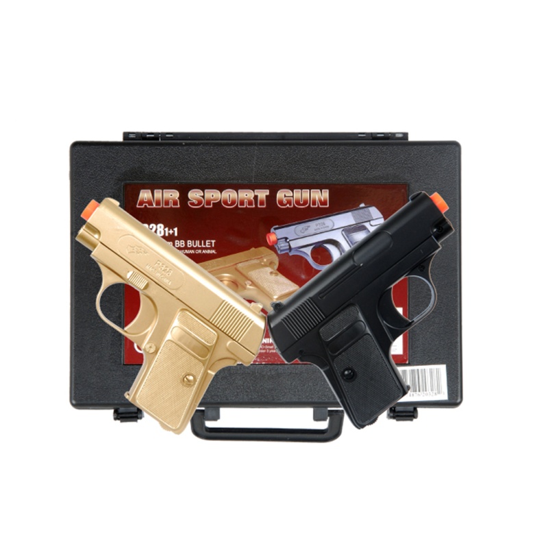 Double Eagle Spring Airsoft Pistol, 140 FPS, Black & Gold