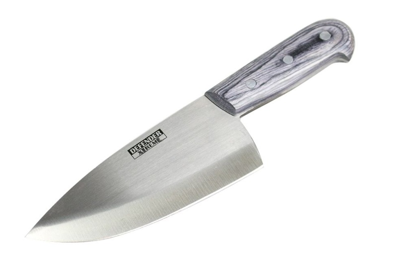 10" Defender Xtreme Butcher Knife with Grey Wood Handle