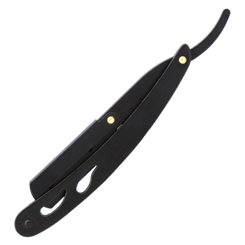 Professional All Black Barber Salon Straight Cut Throat Shaving Razor With 10 Blades