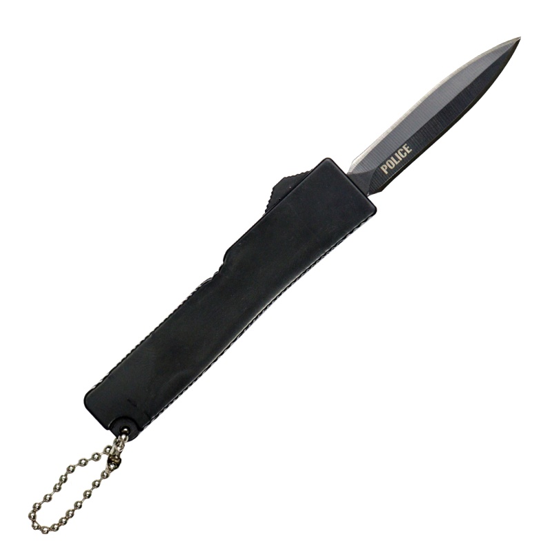 Defender 5" Keychain Knife Stainless Steel Black Handle Keychain Lock