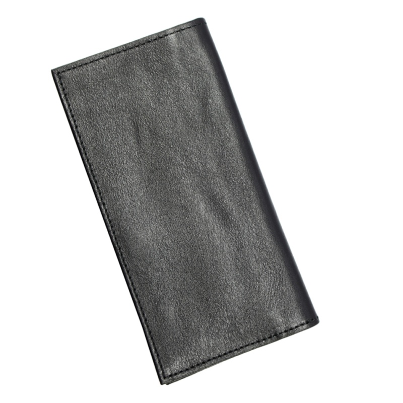 Black High Quality Mens Long Slim Wallet Genuine Leather With 22 Pockets