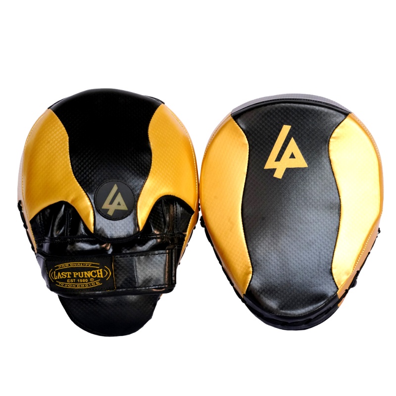 Last Punch Black & Glod Pre Curved Coaching Gloves For Punching Boxing Kicking