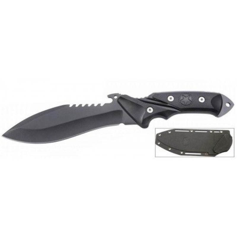 Defender 11" Black Hunting Knife With Sheath