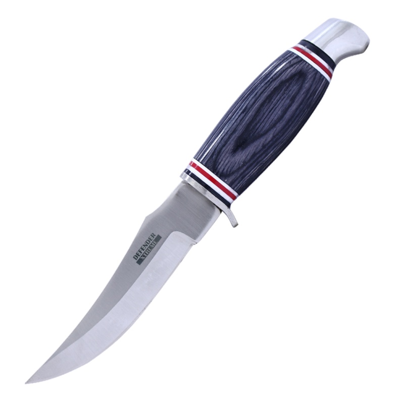 Defender-Xtreme 8-Inch Black Wood Skinner Knife with Leather Sheath