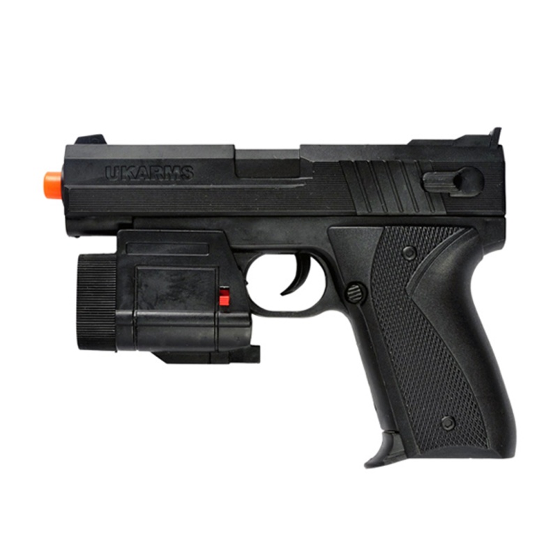 UKARMS 666AF Spring Pistol with Laser and Flashlight, Black Finish, 120 FPS