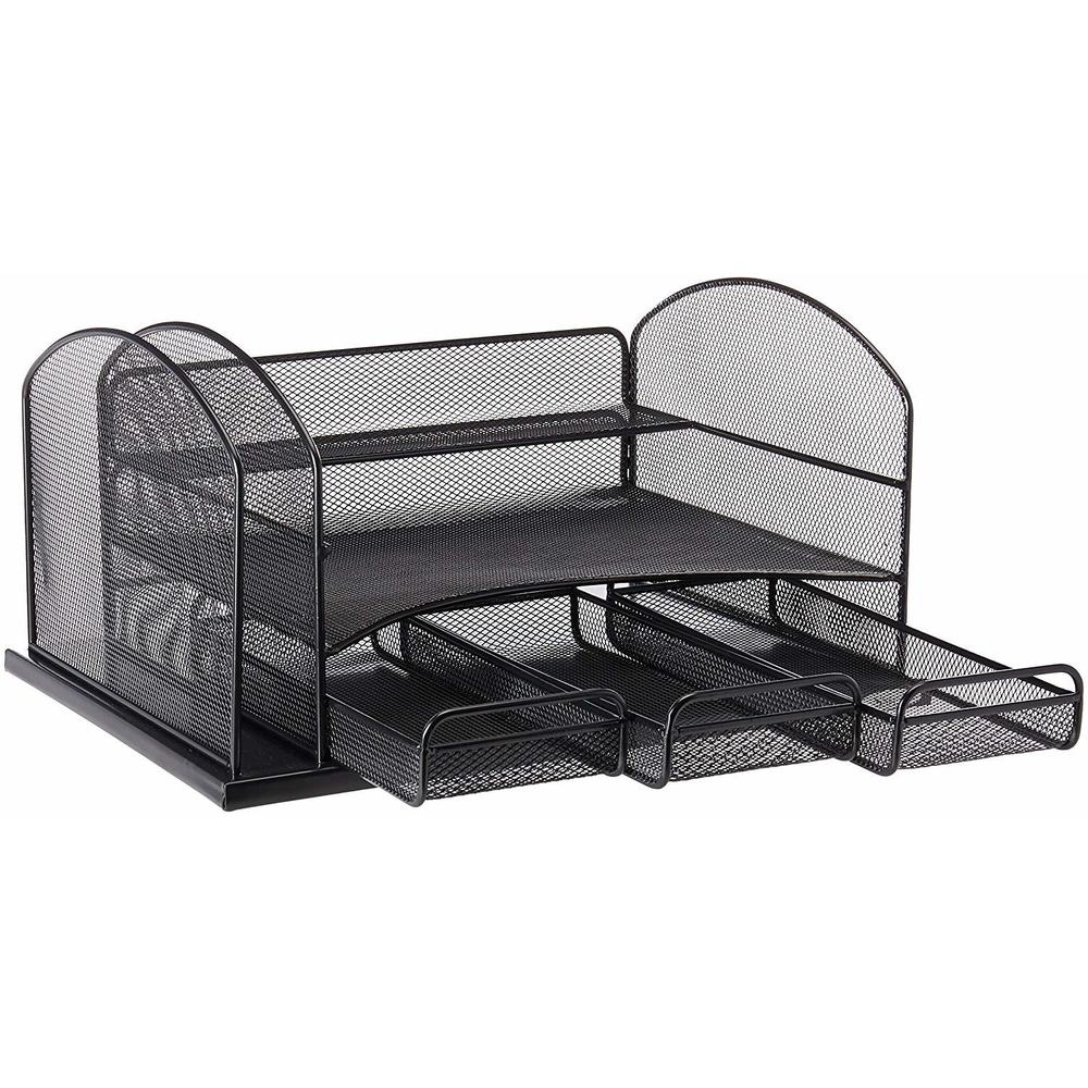 Safco® Onyx™ Organizer With 3 Drawers, Black Wire Mesh