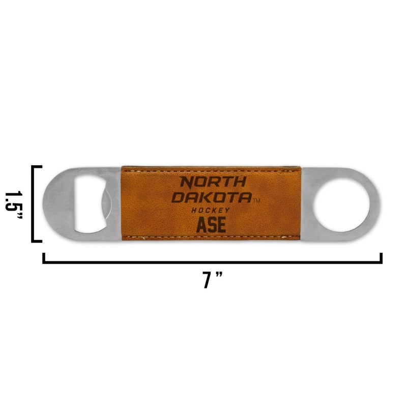 Personalized North Dakota Hockey Leather Bar Blade