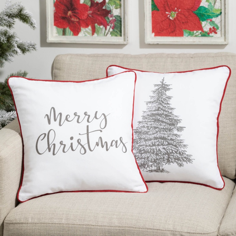 Tree Merry Cmas Pillow 2 Asst