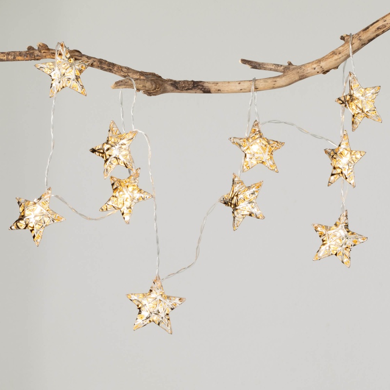 Champagne Lighted Star Garland