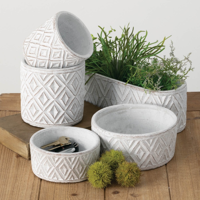 Modern White Planter Set Of 2