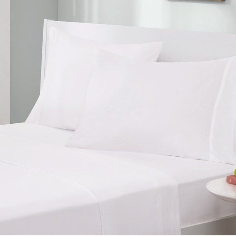 Twin Size 4-Piece Cotton Blend Jersey Sheet Set In White