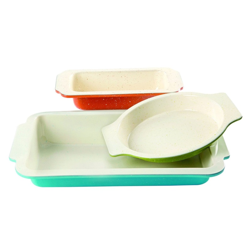 Gibson Colorsplash Imbue 3 Piece Carbon Steel Nonstick Bakeware Set In Assorted Colors