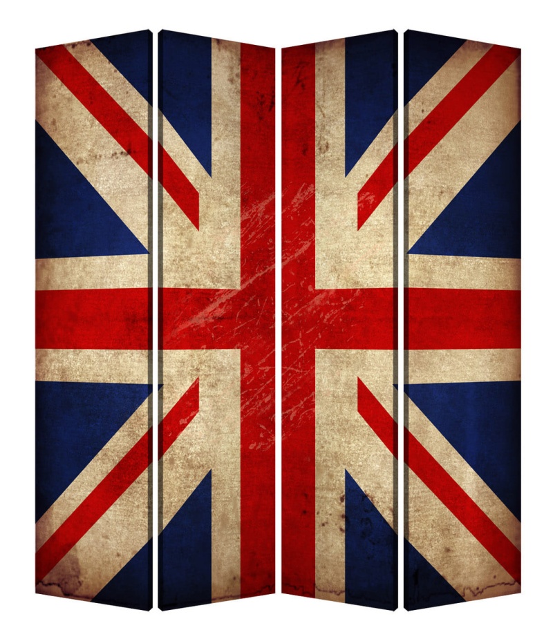 84 X 84 Multi Color Wood Canvas Union Jack Screen