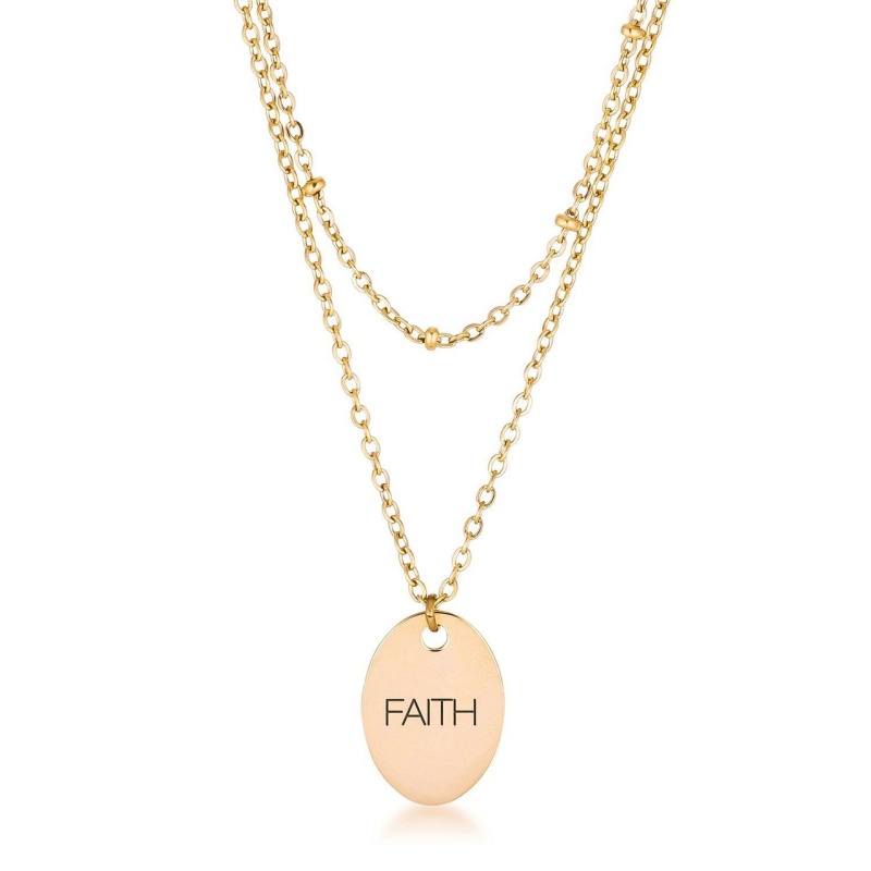 18K Gold Plated Double Chain Faith Necklace
