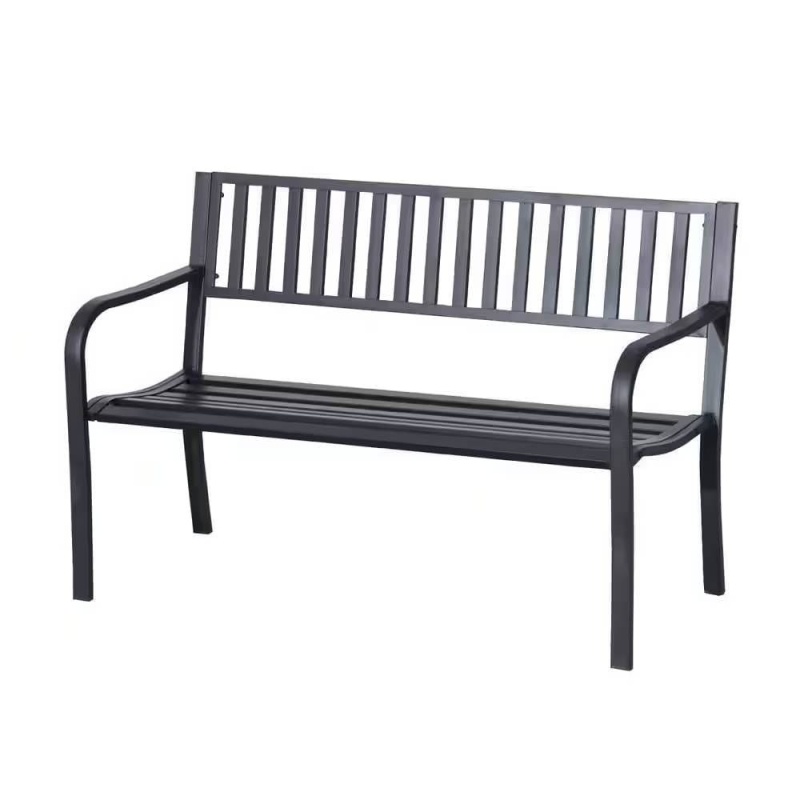 Outdoor Black Metal Garden Bench