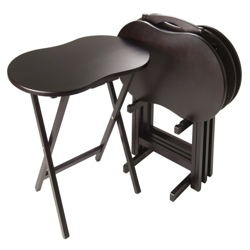 5-Piece Tv Table Set In Espresso Finish With Peanut Shape Top
