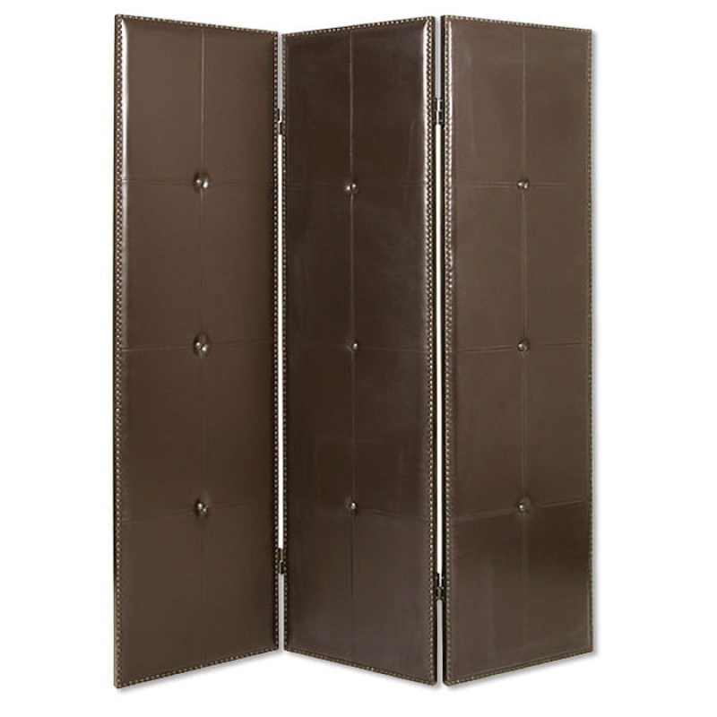 60" X 72" Brown Faux Leather Screen
