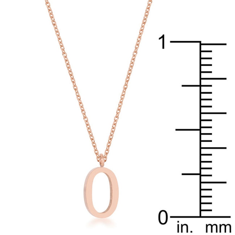 Elaina Rose Gold Stainless Steel O Initial Necklace