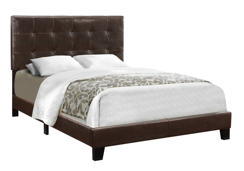 Brown Full Upholstered Faux Leather Bed Frame