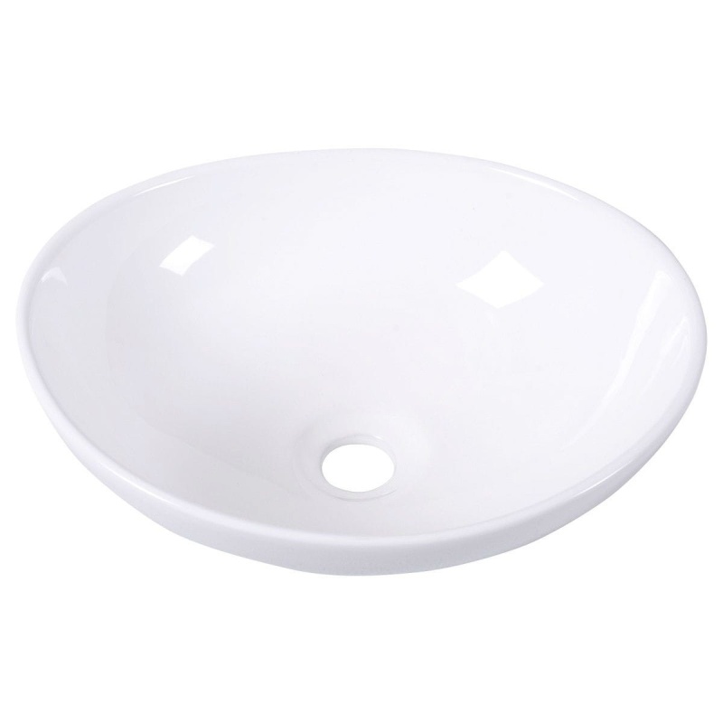 Contemporary Oval Basin Round Vessel Bathroom Sink In White
