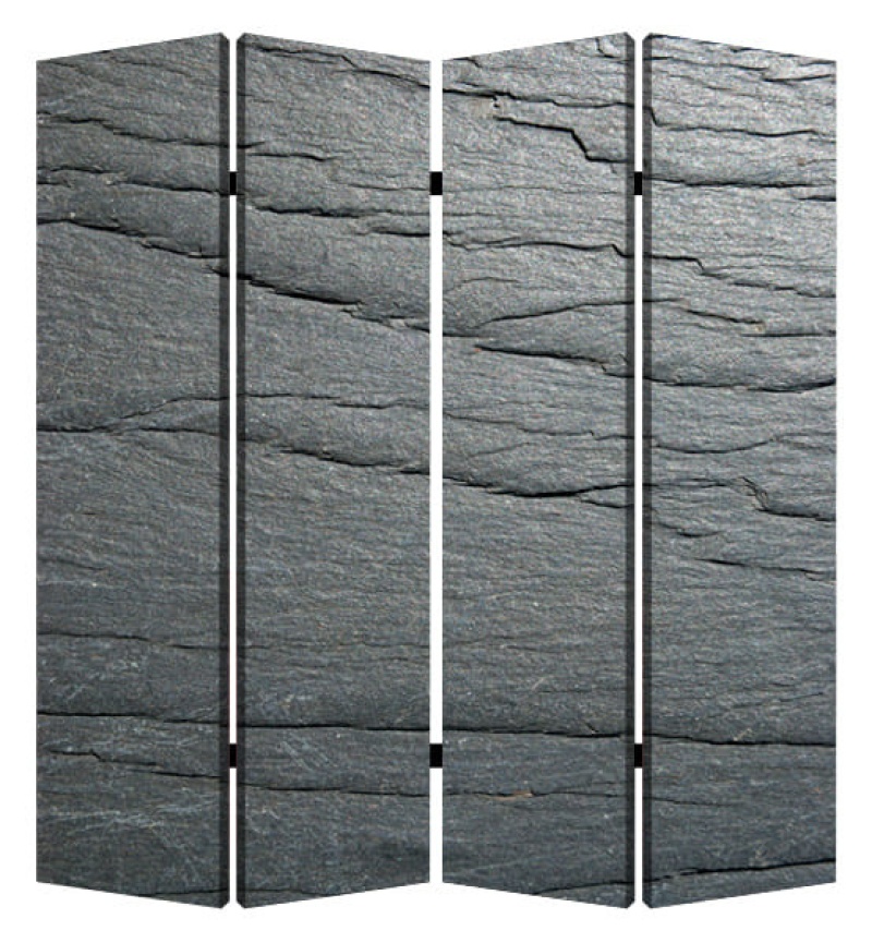 84" X 84" Multi Color Wood Canvas Black Slate Screen