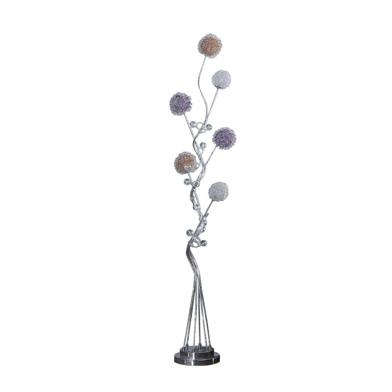 59" Steel Led Novelty Floor Lamp With Purple And White Metal Novelty Shade