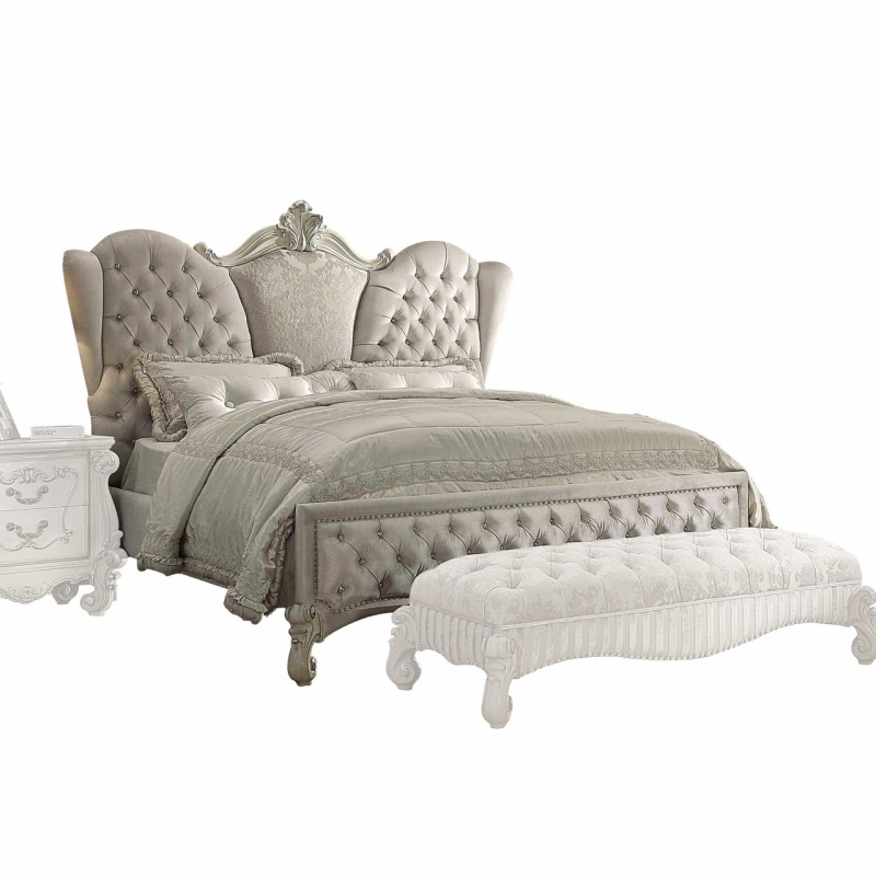 Ivory Velvet Bone White Eastern King Bed