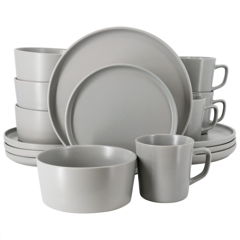 Elama Luxmatte Light Grey 16 Piece Dinnerware Set