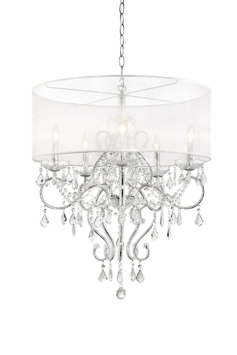 Glam Silver Faux Crystal Hanging Ceiling Lamp
