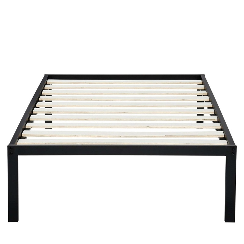 Twin Size Heavy Duty Metal Platform Bed Frame With Wooden Slats