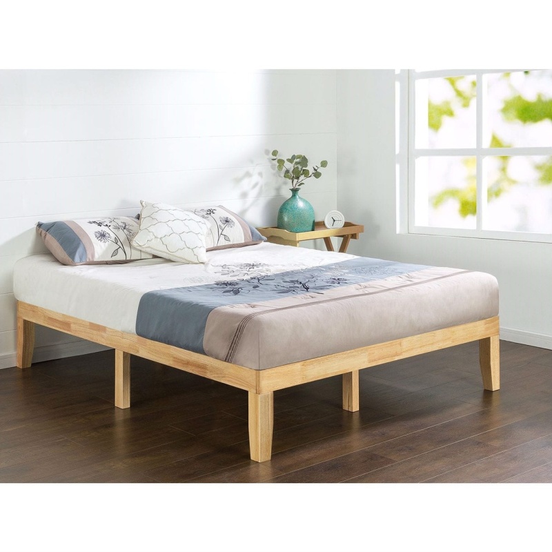 Queen Size Solid Wood Platform Bed Frame In Natural Finish