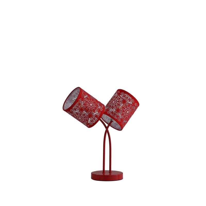 17" Red Metal Two-Light Table Lamp