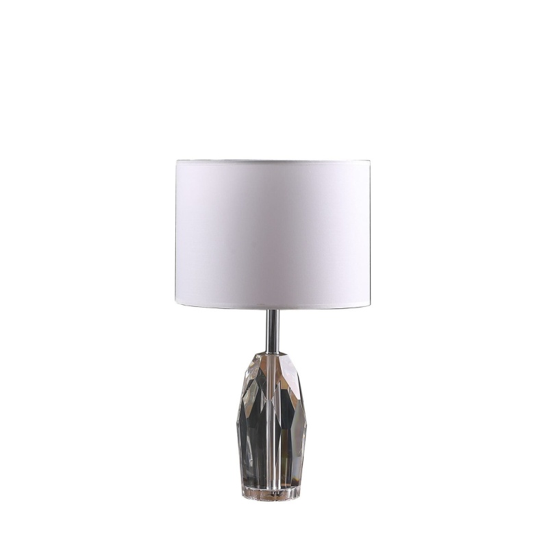 19" Chrome and Faceted Crystal Urn Table Lamp