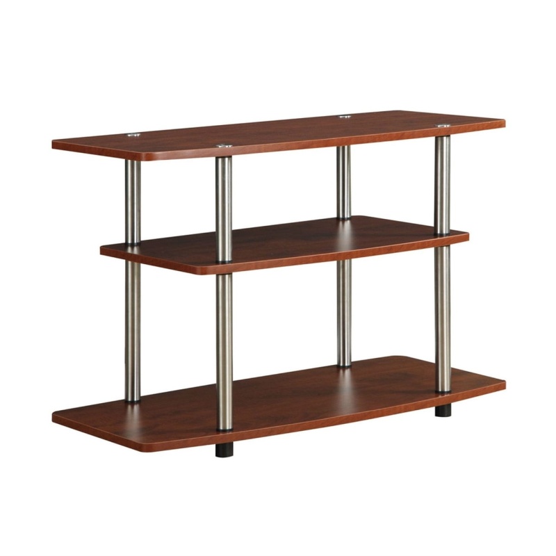 Modern Wood And Metal Tv Stand In Cherry Brown Finish