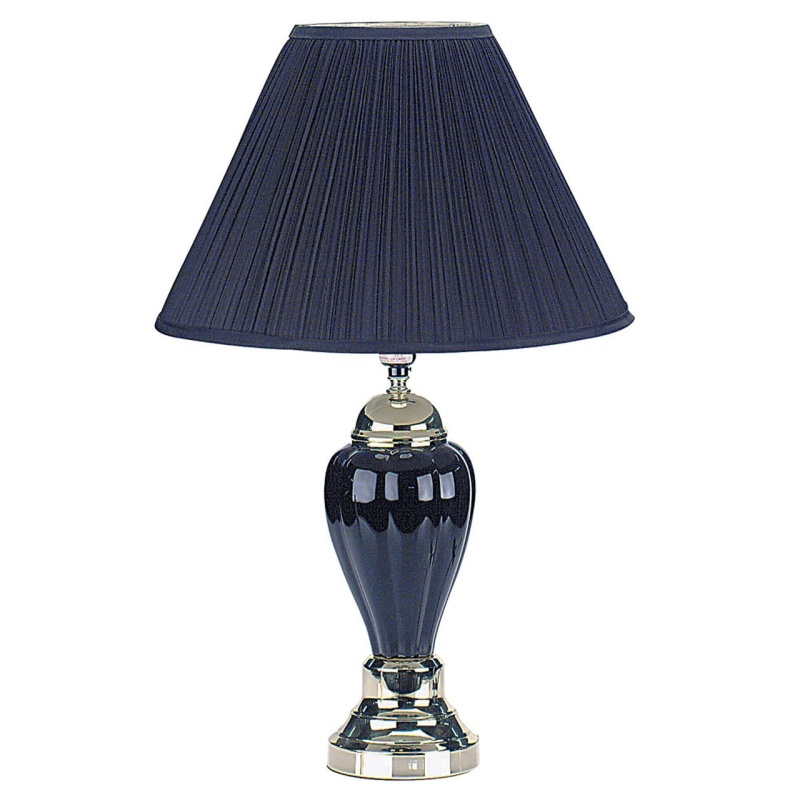 27" Black And Gold Ceramic Urn Table Lamp With Black Empire Shade