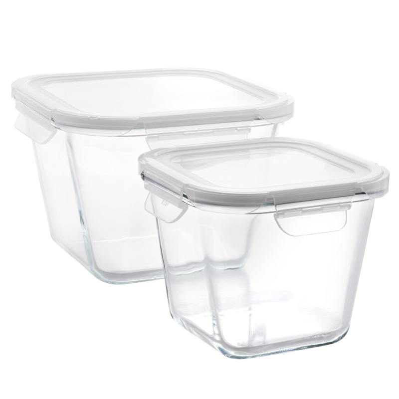 Gibson Home House Specials 4 Piece Borosilicate Glass Square Storage Container Set With Snap Lids
