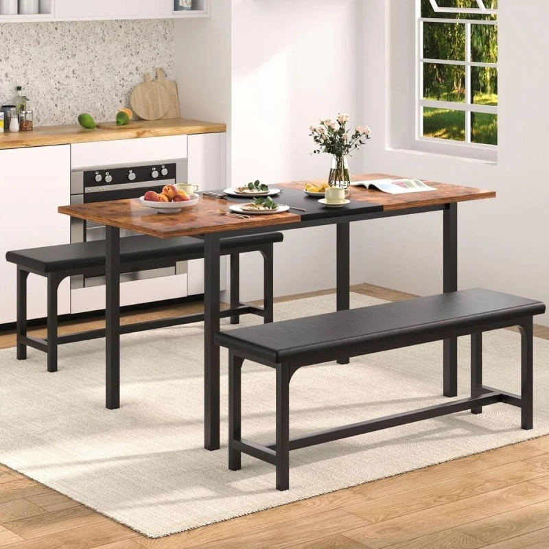 Modern 3-Piece Dining Set With Expandable Table