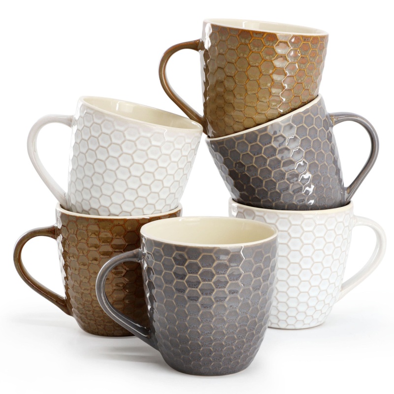 Elama Honeycomb 6-Piece 15 Oz. Mug Set