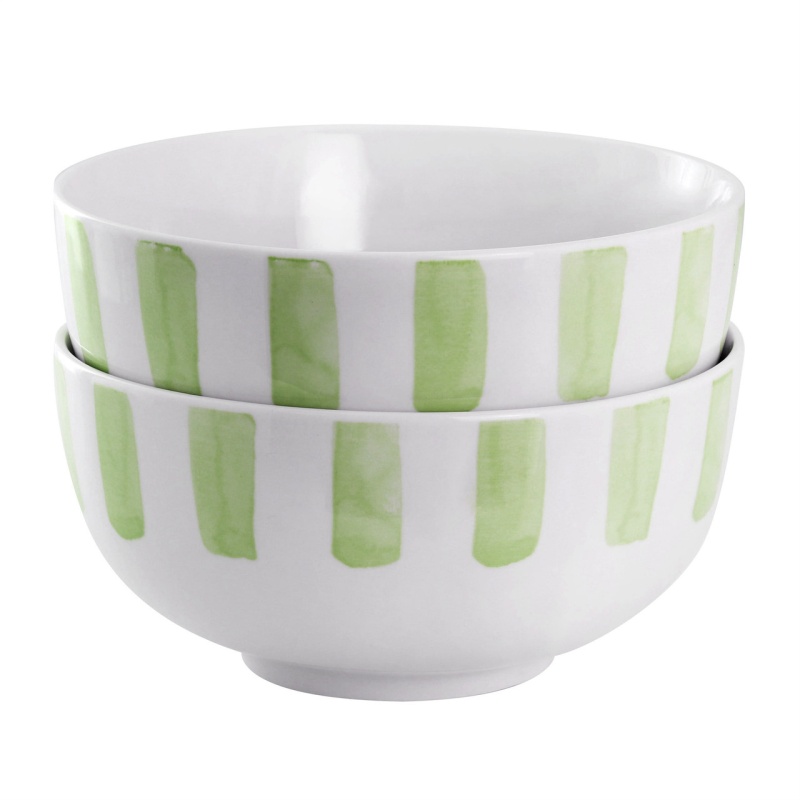 Gibson Home Pacific Waves 2 Piece Fine Ceramic Cereal Bowl Set In Green