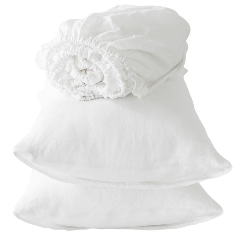 Four Piece Ivory Linen Sheet Set