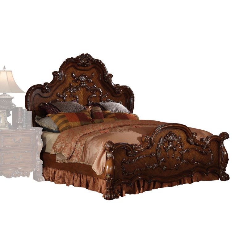 Brown Scrolling Wood California King Bed Frame