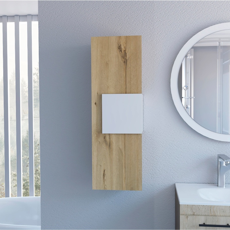 Light Oak And White Multi Purpose Vertical Hanging Cabinet