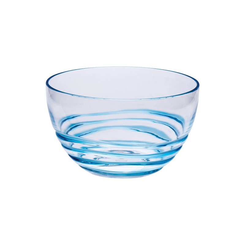 Clear And Blue Four Piece Swirl Acrylic Service For Four Bowl Set