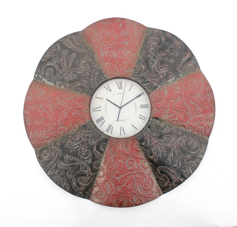 30" Novelty Red and Black Glass Analog Wall Clock