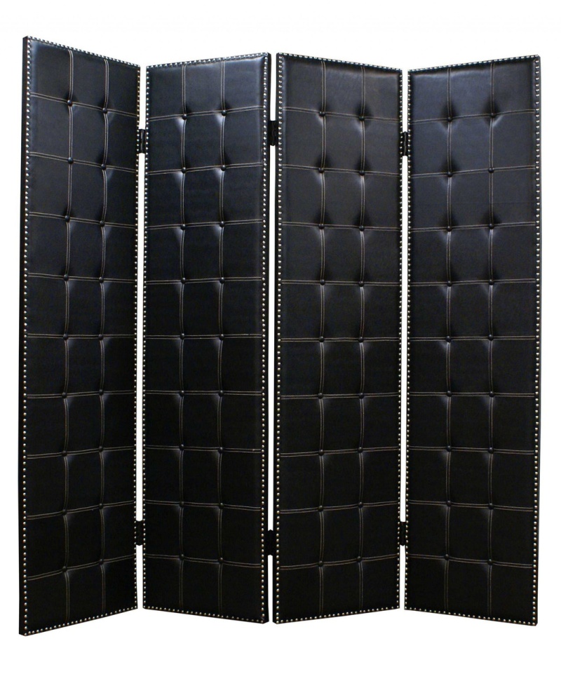 84 X 84 Black Faux Leather Screen