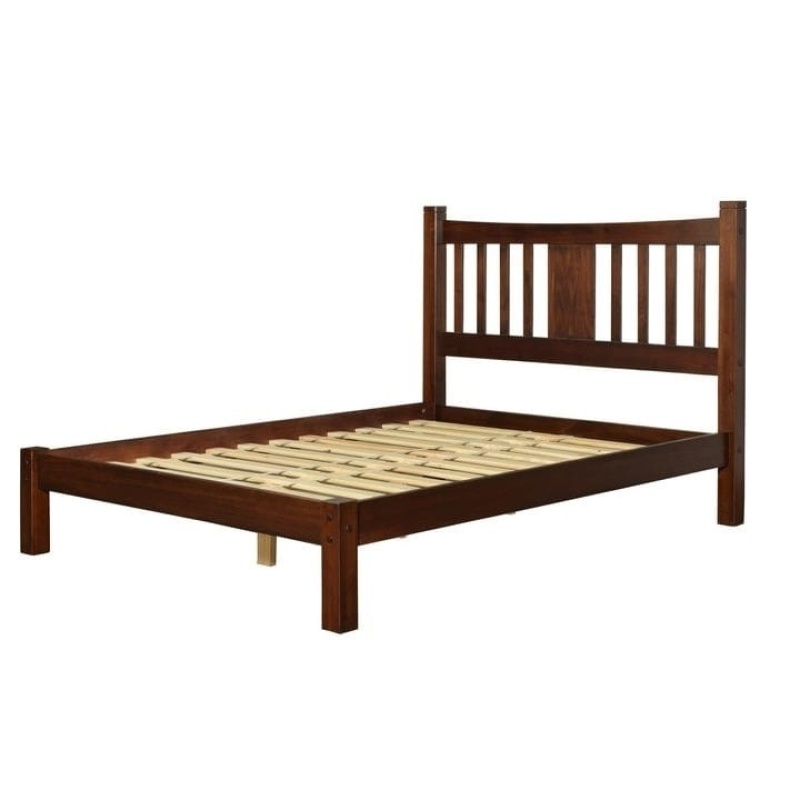Queen Size Solid Pine Wood Platform Bed Frame With Headboard
