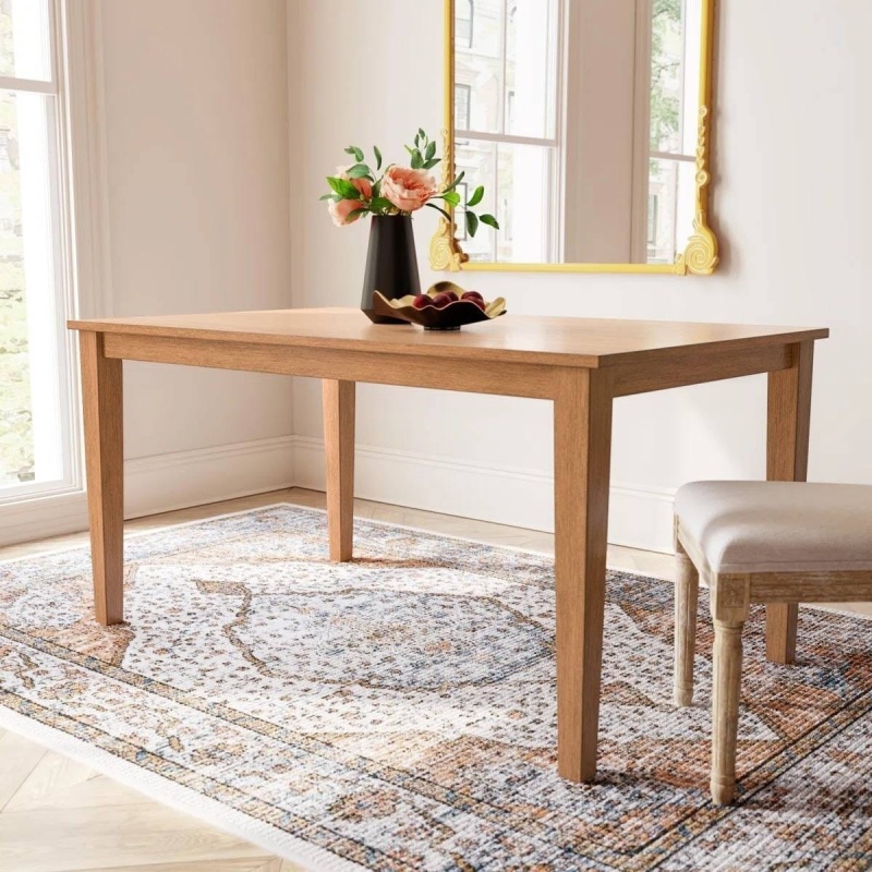 Modern Farmhouse 36 x 60 Inch Rectangular Dining Table in Oak Wood Finish