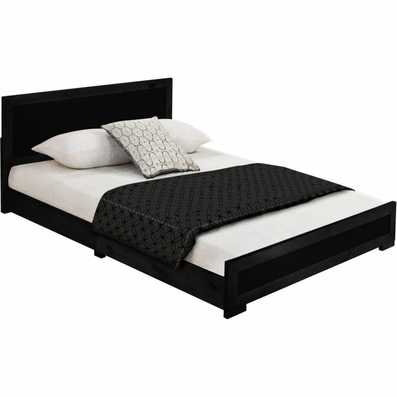 Black Solid And Manufactured Wood Queen Bed Frame